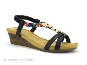 Achat chaussures Bahia Blue Femme Sandale et Nu-pieds, vente Bahia Blue BL230619 noir - Tresse multicolore - Sandale talon compe