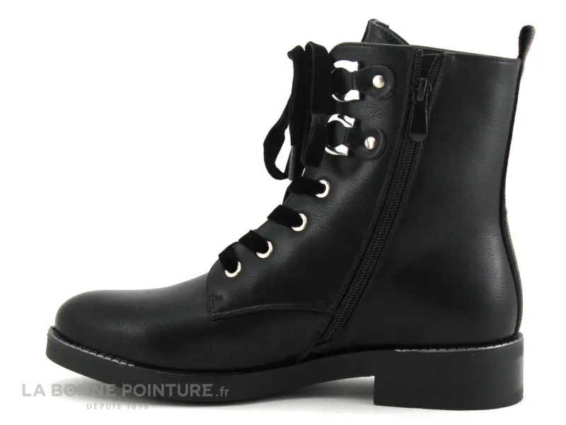 Achat chaussures The Divine Factory Femme Boots, vente The Divine Factory HX3846 - Noir - Bottine lacet velours