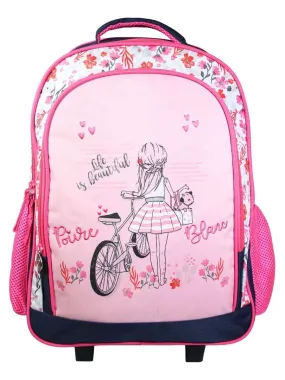 BAGTROTTER Sac à dos à roulettes 43 cm Poivre Blanc Rose Vélo - Rose