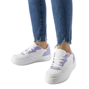 Baskets blanches avec détails Fournie violets