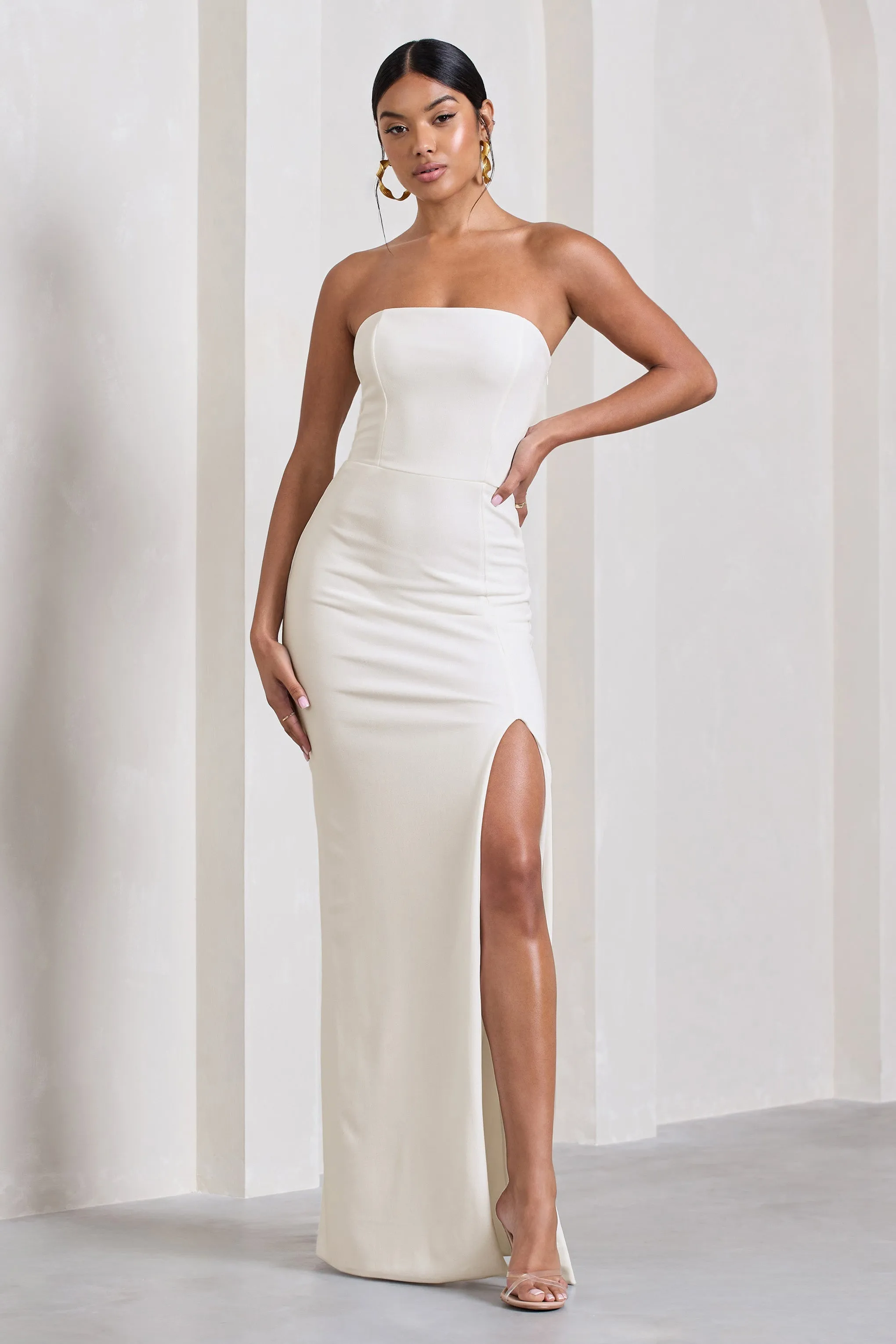 Belle of The Ball | Robe longue blanche avec ourlet fendu