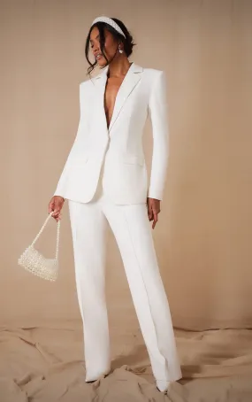 Blazer cintré tissé deluxe blanc