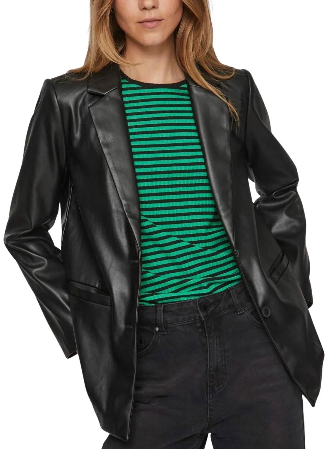 Blazer Vila Vinille Coated Noire pour Femme