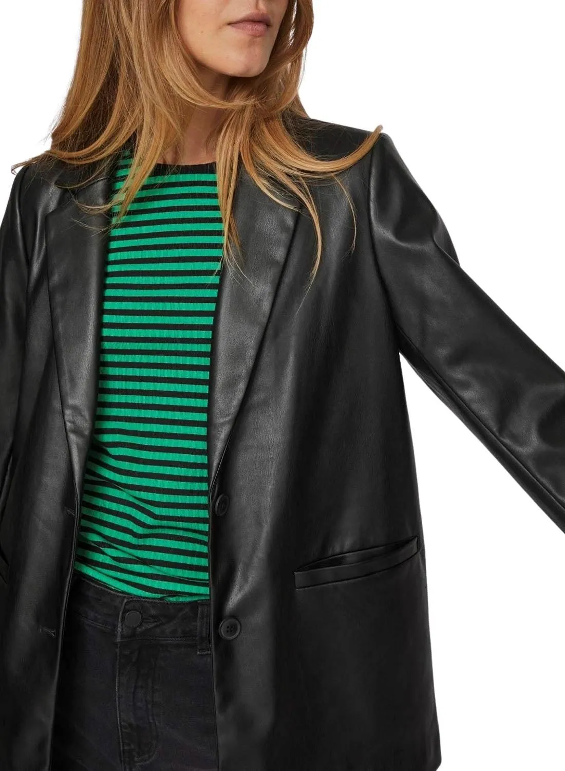 Blazer Vila Vinille Coated Noire pour Femme