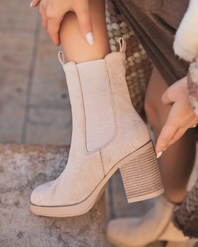 Bottines femme beige à talon - Marie