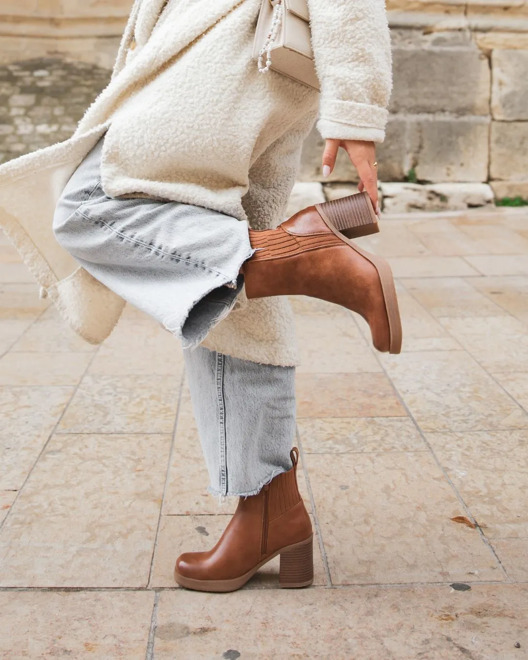 Bottines femme camel à talon - Lucille