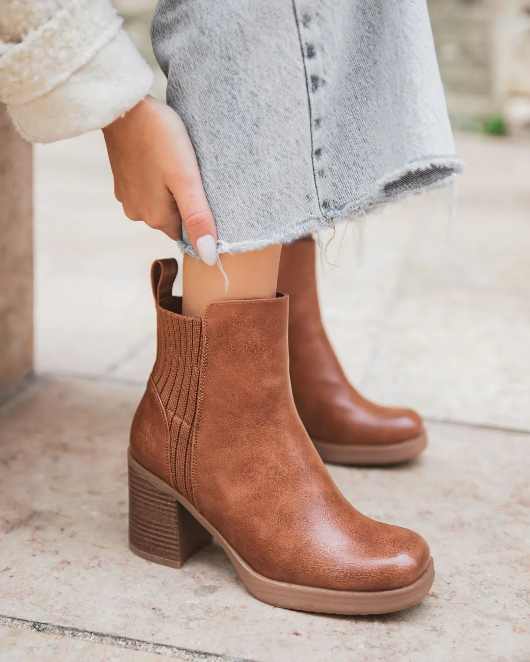 Bottines femme camel à talon - Lucille