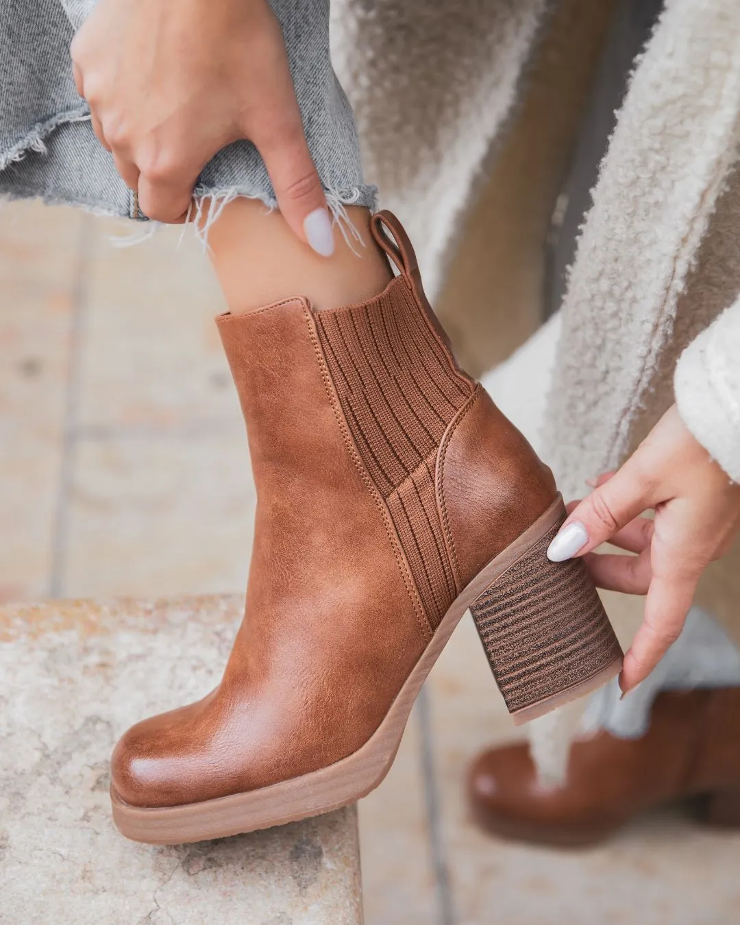 Bottines femme camel à talon - Lucille