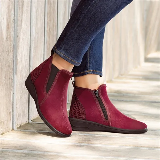 Bottines zippées Pédilège Bellita noir ou bordeaux