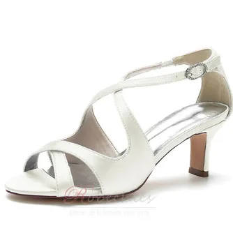 Bout ouvert bouche de poisson talons hauts chaussures de mariée mariage sandales de bal en satin