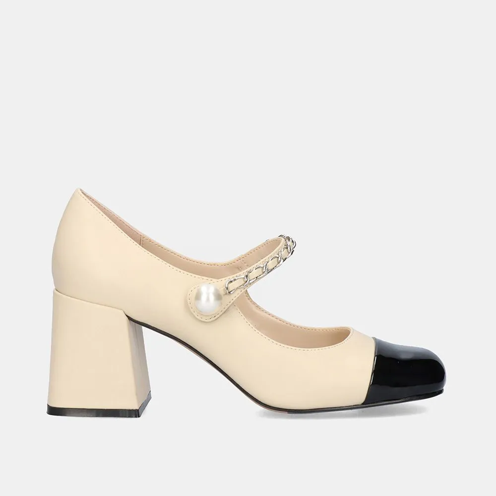 CHAUSSURE À TALONS RIMINI-512 BEIGE NOIR