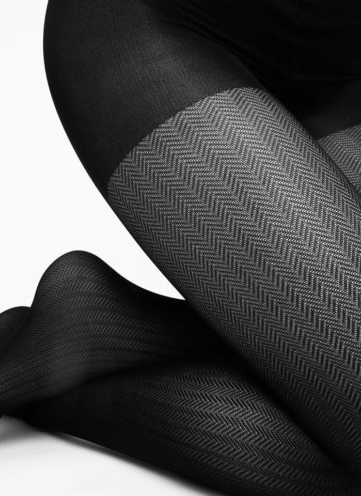 Collants 40 deniers à motifs en recyclé | noir "nina black" femme