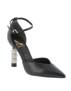 escarpins double orsay talons fantaisie cuir et strass noir 11 cm