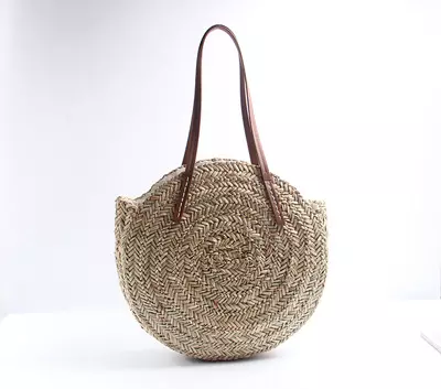 Grand Sac Fourre Tout Rond en Paille TROPICAN