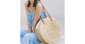 Grand Sac Fourre Tout Rond en Paille TROPICAN