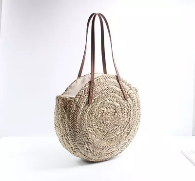 Grand Sac Fourre Tout Rond en Paille TROPICAN