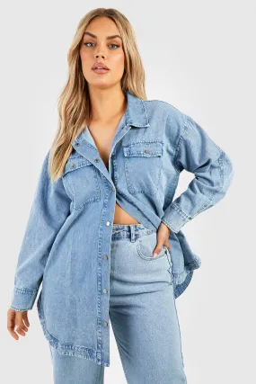 Grande taille - Chemise surteinte en jean