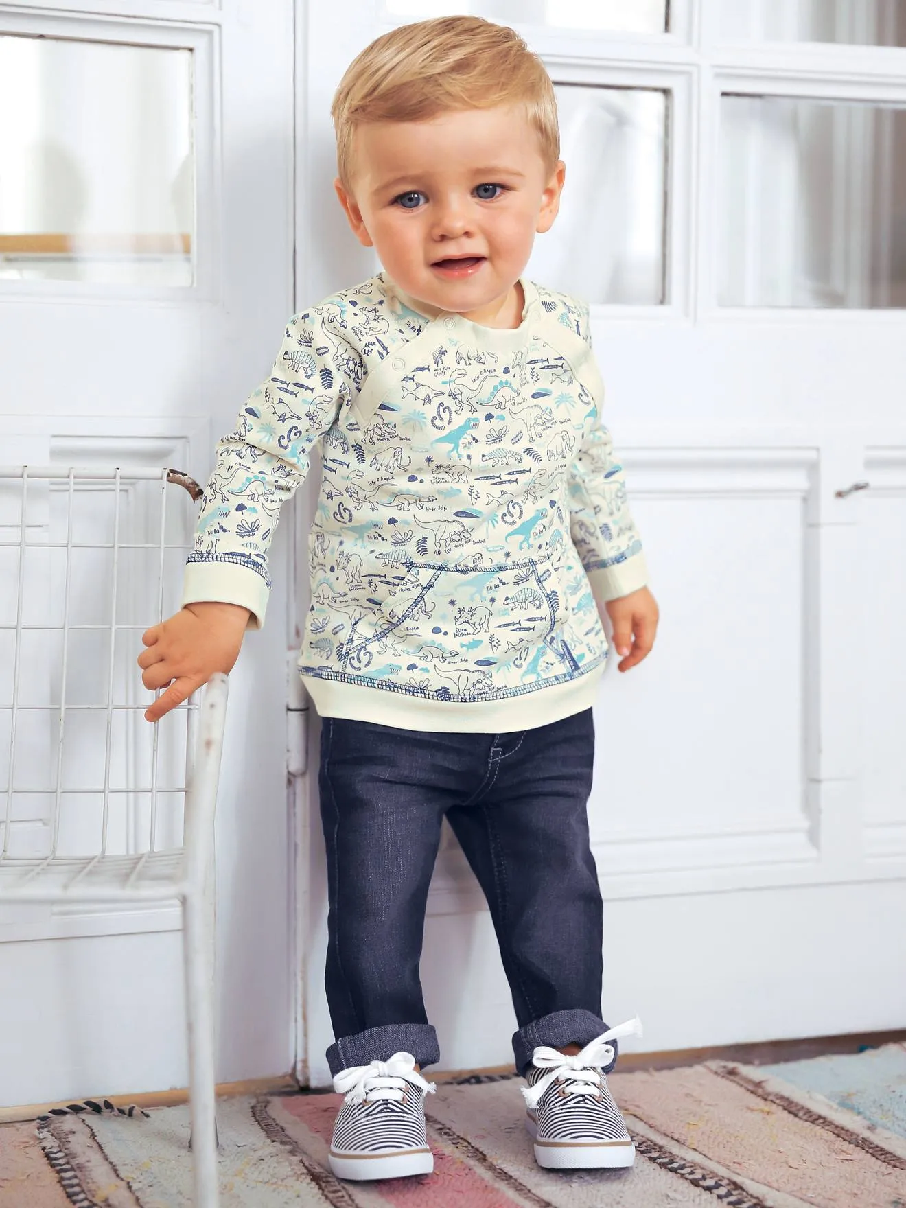 Jean bébé garçon coupe droite  BASICS denim brut - Vertbaudet