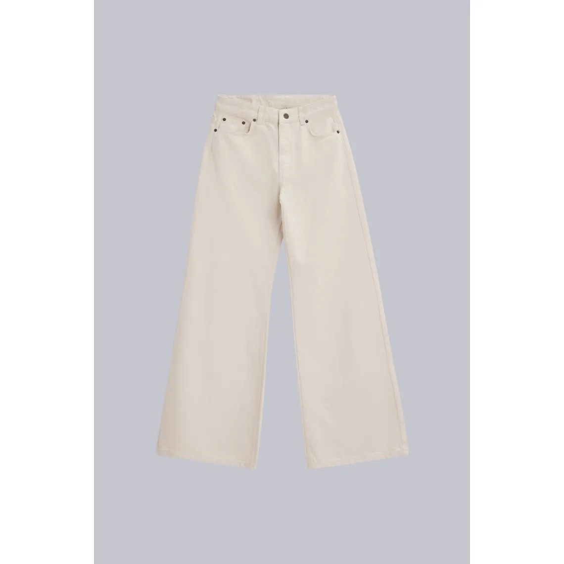 Jean droit patchwork unisexe blanc en coton | 3 Suisses