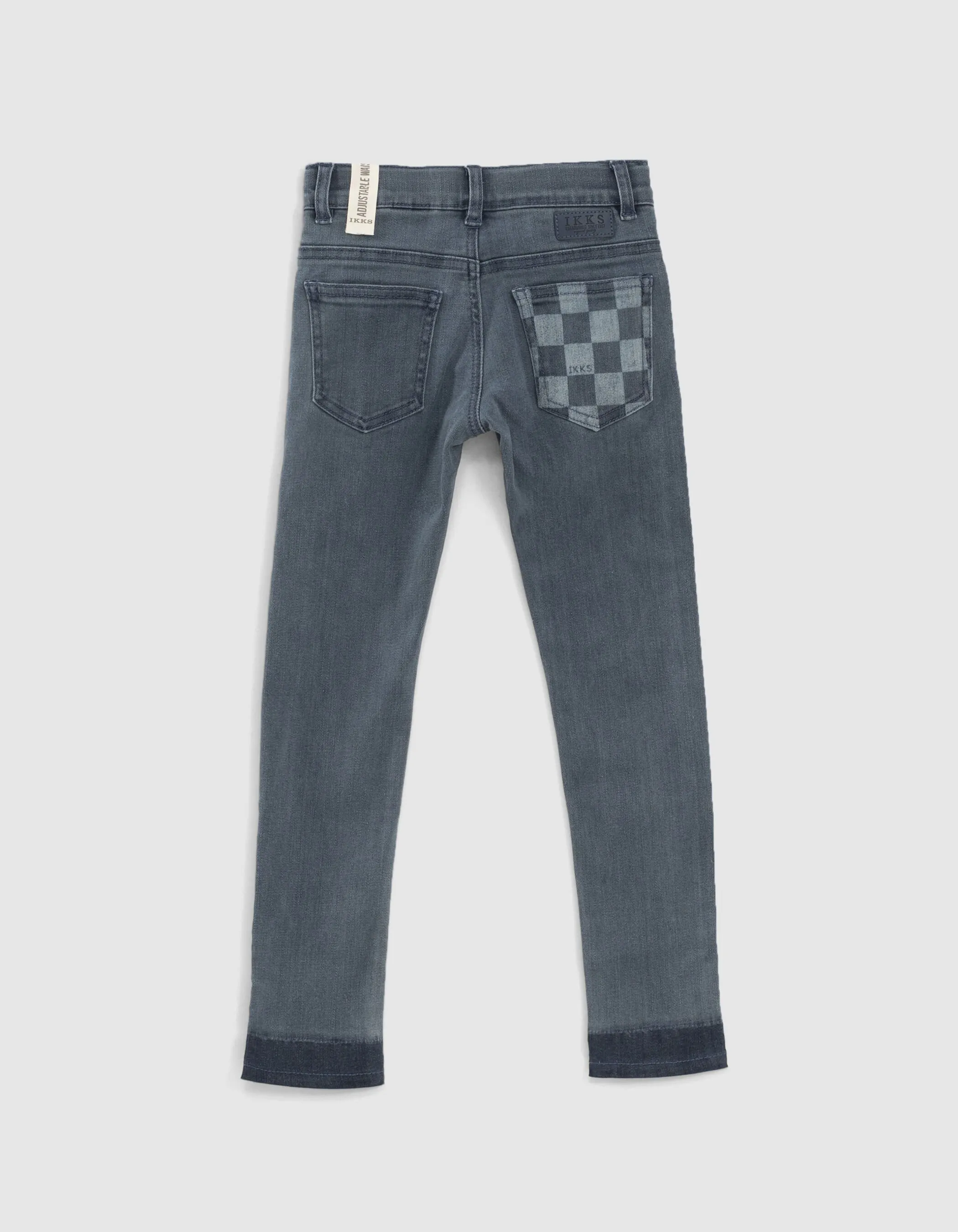 Jean skinny blue grey damier poche dos garçon