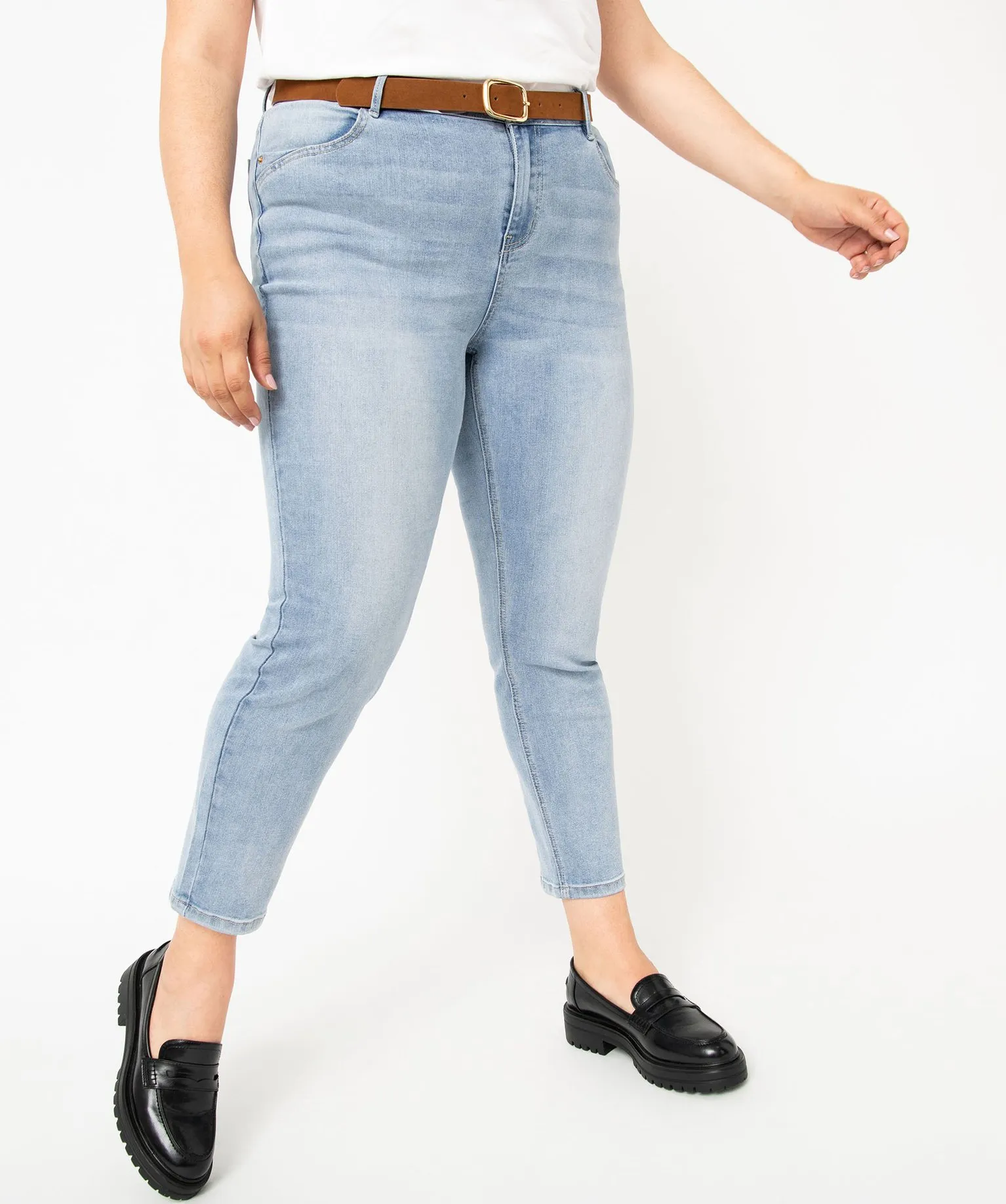 jean slim 78e avec ceinture femme grande taille bleu 78eme