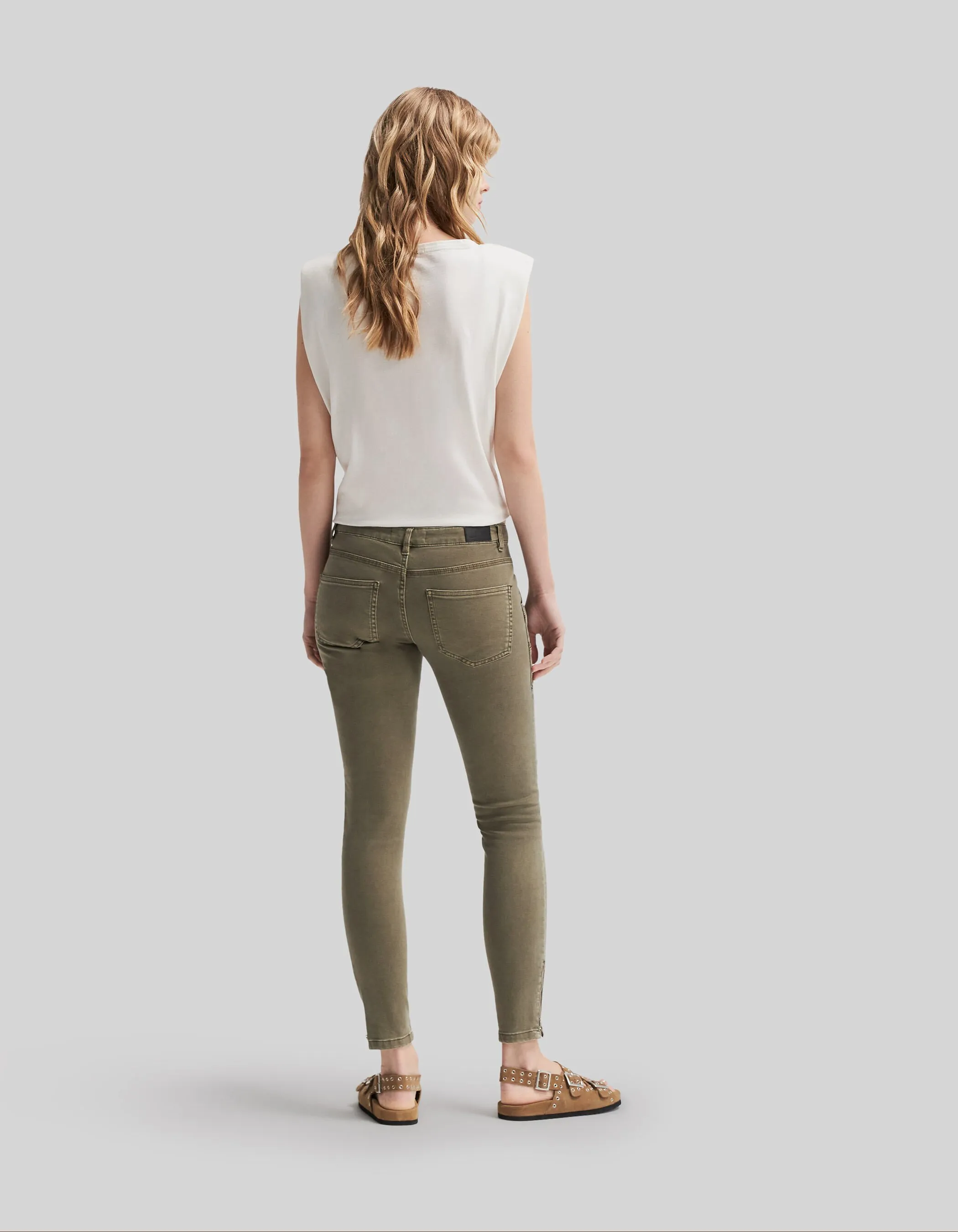 Jean SLIM kaki 7/8ème taille basse femme