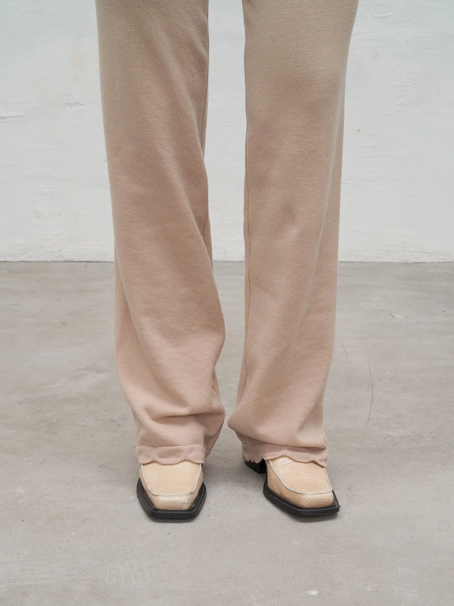 KEA - Pantalon ample taille haute bas pétale en laine mérinos Oeko Tex Beige