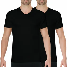 Lot de 2 Tee shirts col V homme Coton Bio noir Athéna - T-shirt / Polo Homme sur MenCorner