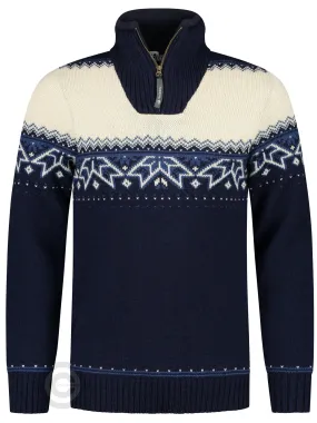 Nordic sweater with traditional star pattern, darkblue