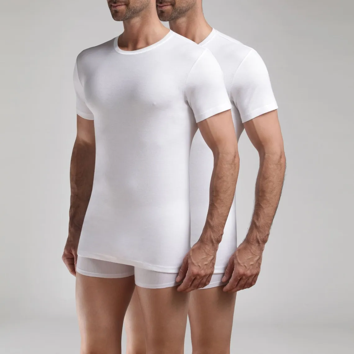 Pack de 2 t-shirts homme col rond blancs en coton Dim - Maillot de corps Homme sur MenCorner