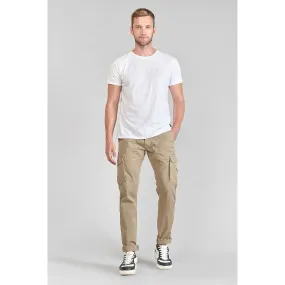 Pantalon cargo Lakme beige sable blanc en coton Le Temps des Cerises - Pantalon Homme sur MenCorner