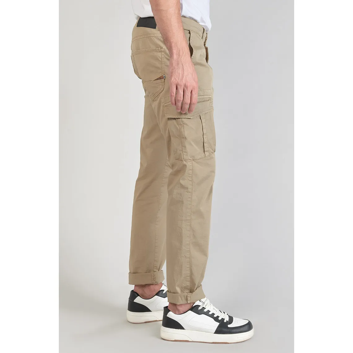 Pantalon cargo Lakme beige sable blanc en coton Le Temps des Cerises - Pantalon Homme sur MenCorner