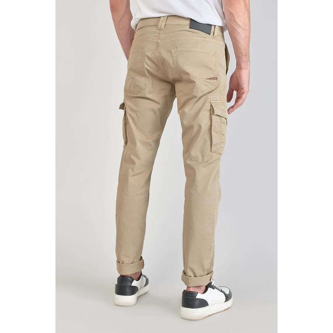 Pantalon cargo Lakme beige sable blanc en coton Le Temps des Cerises - Pantalon Homme sur MenCorner