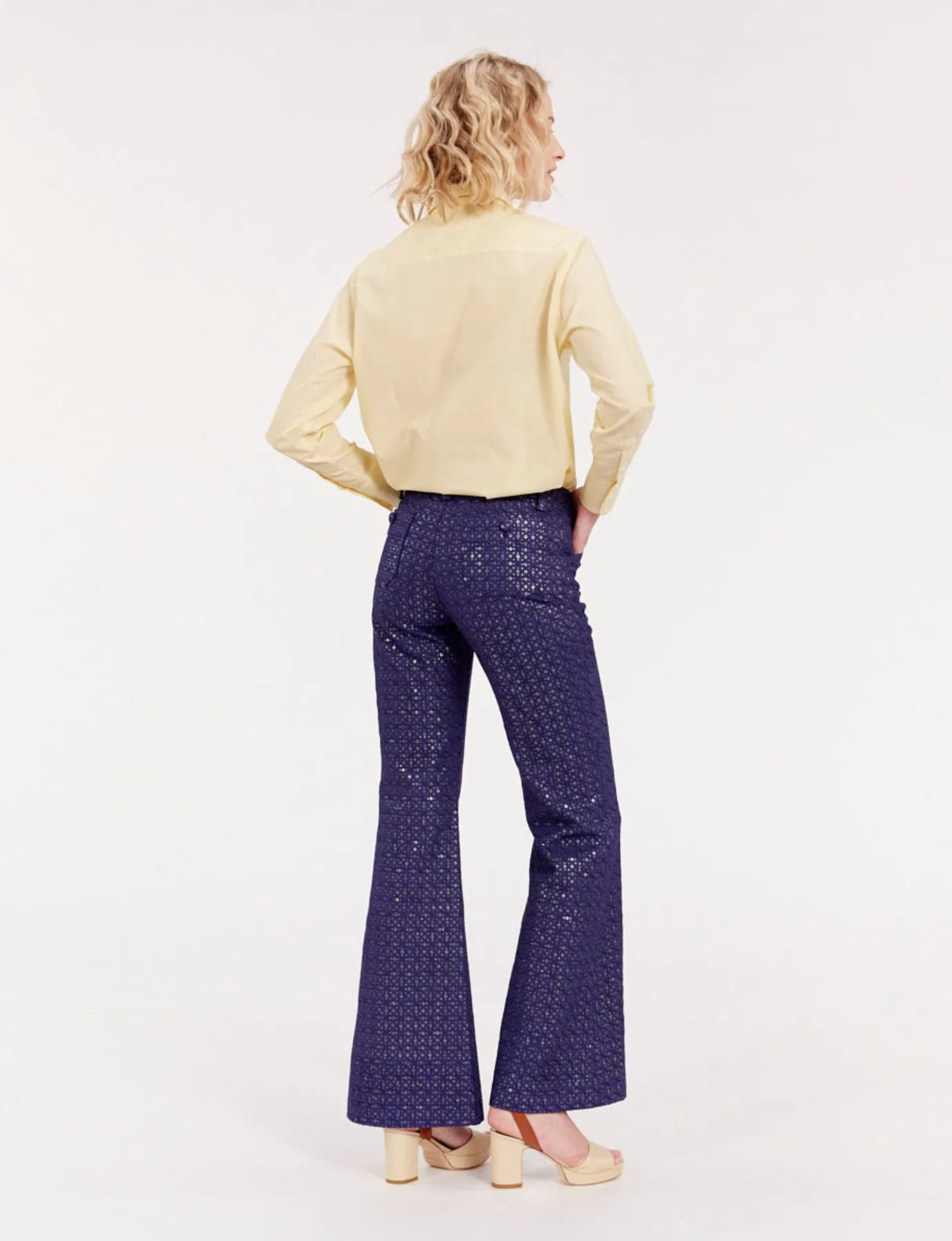 Pantalon Charlotte imprimé bleu marine