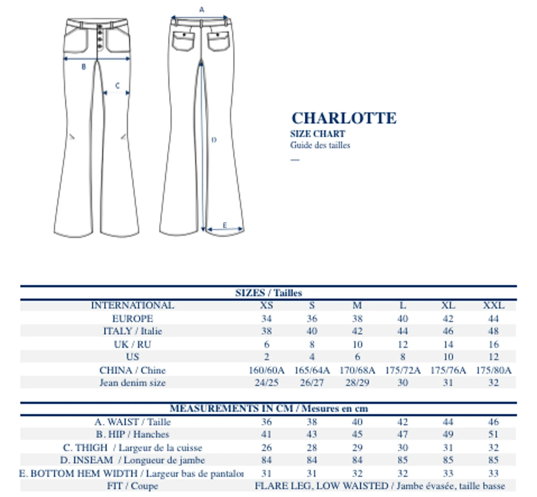 Pantalon Charlotte imprimé bleu marine