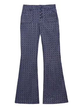 Pantalon Charlotte imprimé bleu marine