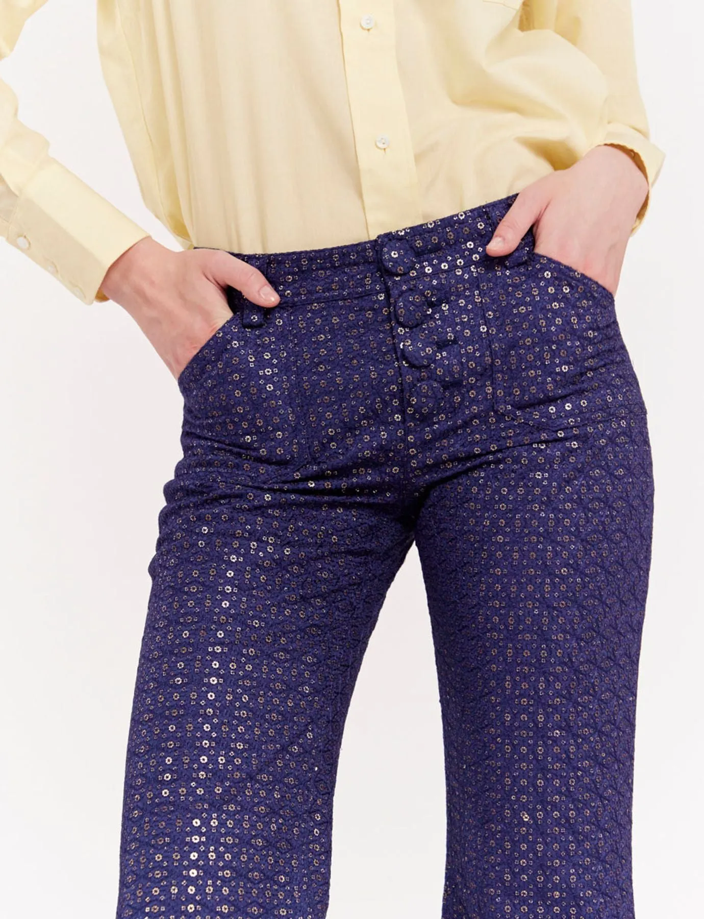 Pantalon Charlotte imprimé bleu marine