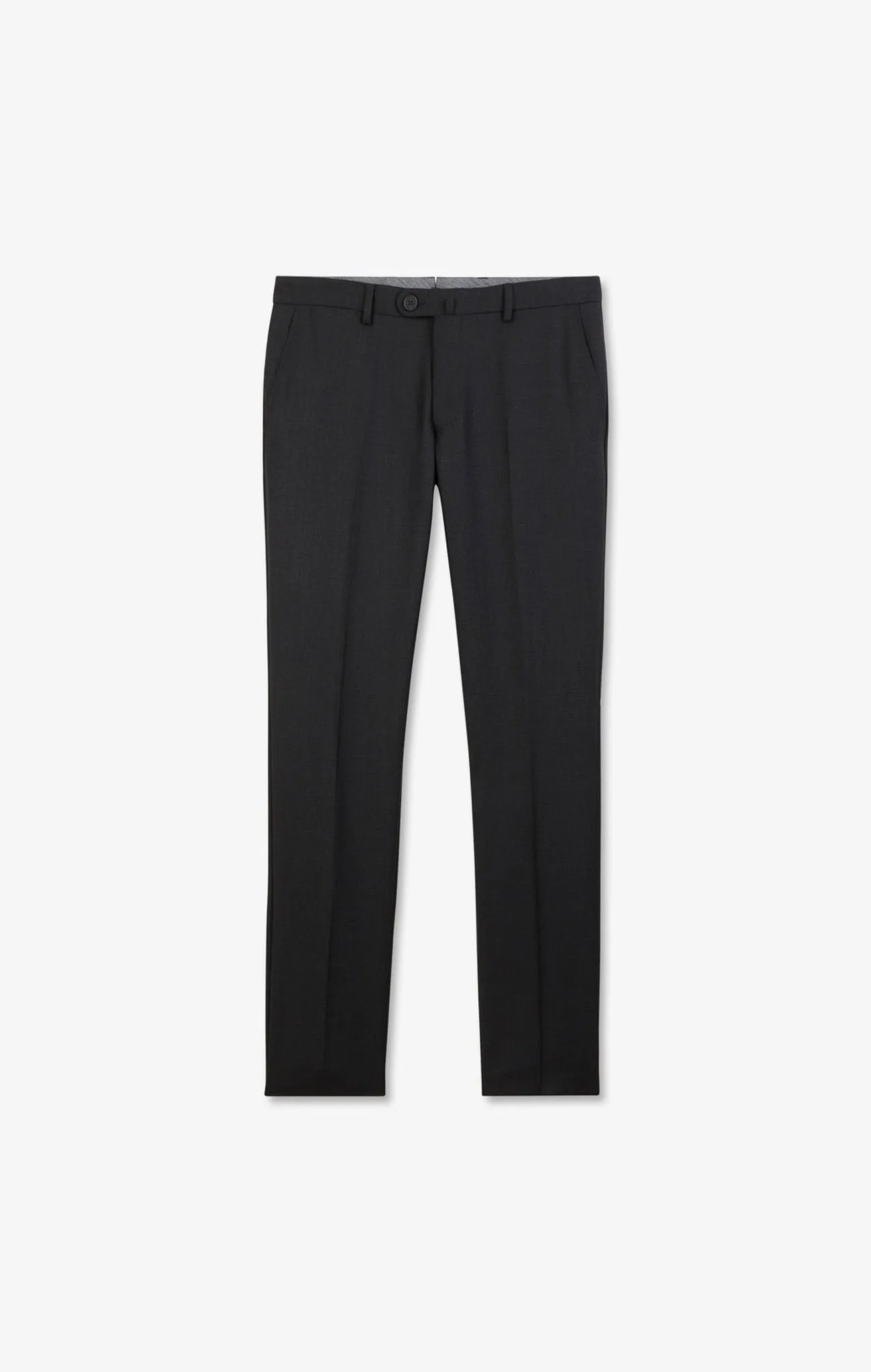 Pantalon slim gris foncé en laine à plis cassés