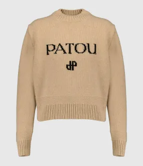 PATOU Partager  Pull Patou Jp Intarsia Laine Marron  