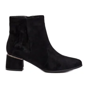 PE1 Bottes à talons hauts en daim pour femmes noires Mebassa le noir