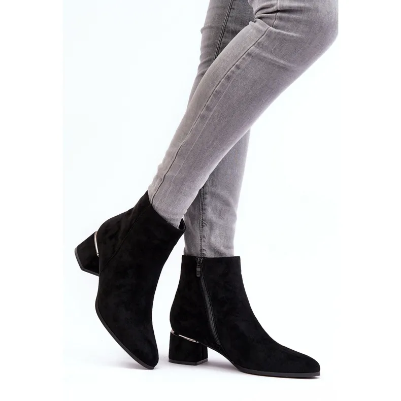 PE1 Bottes à talons hauts en daim pour femmes noires Mebassa le noir