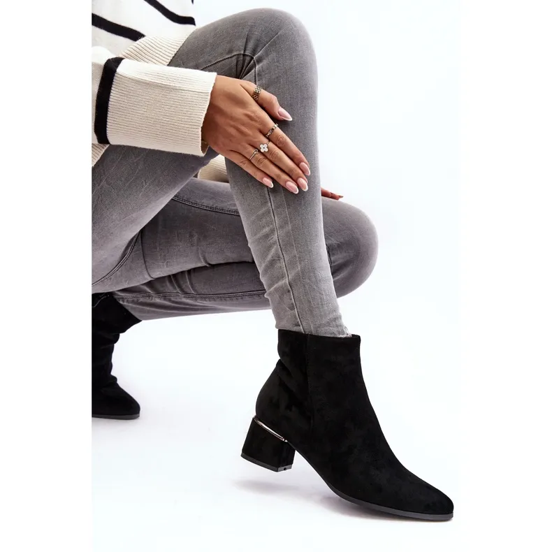 PE1 Bottes à talons hauts en daim pour femmes noires Mebassa le noir