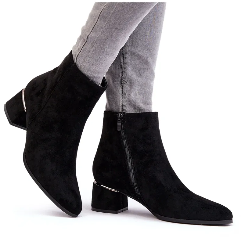 PE1 Bottes à talons hauts en daim pour femmes noires Mebassa le noir