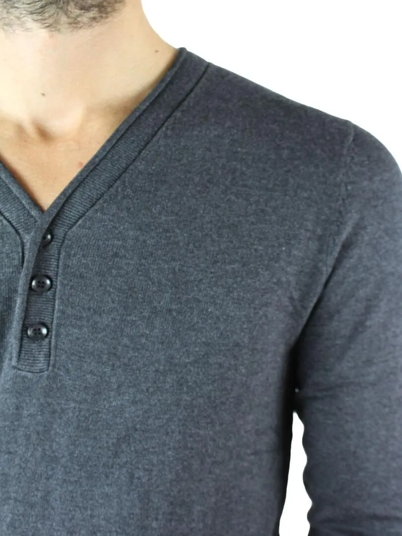 Pull col V boutonné Kebello - Gris