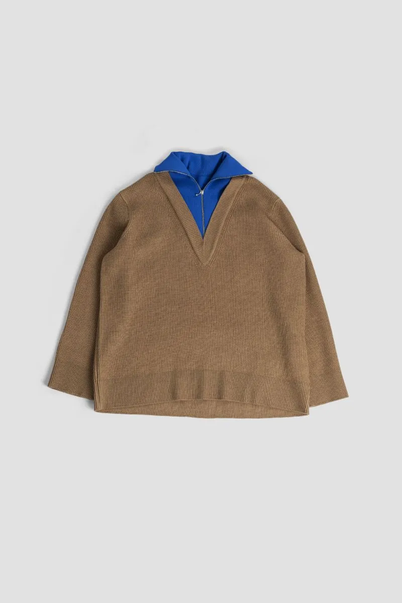 Pull en maille à col zippé