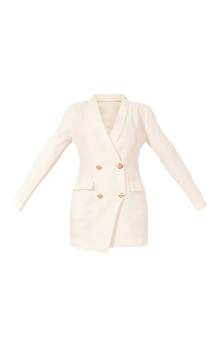 Robe blazer blanche à boutons dorés