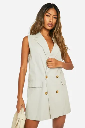 Robe blazer en lin sans manches