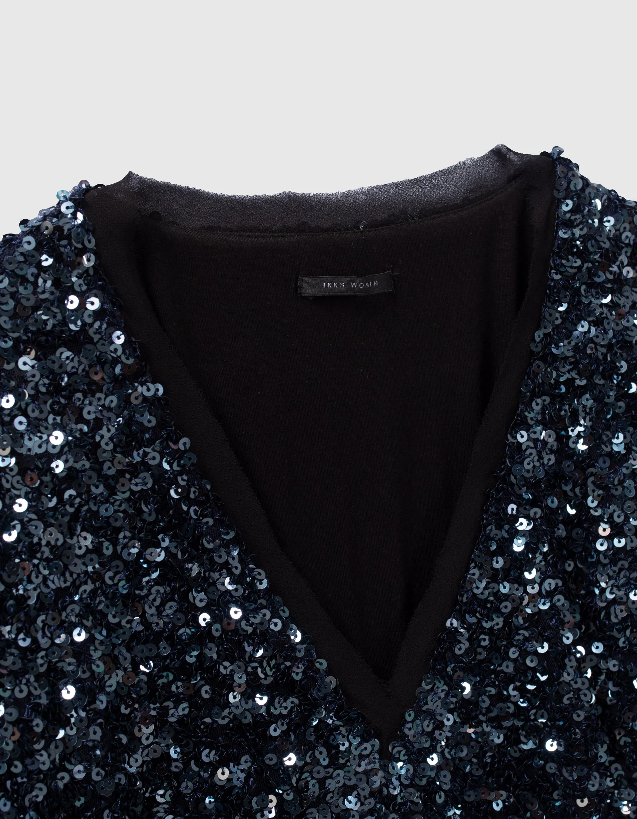 Robe bleue brodée sequins réversible Femme