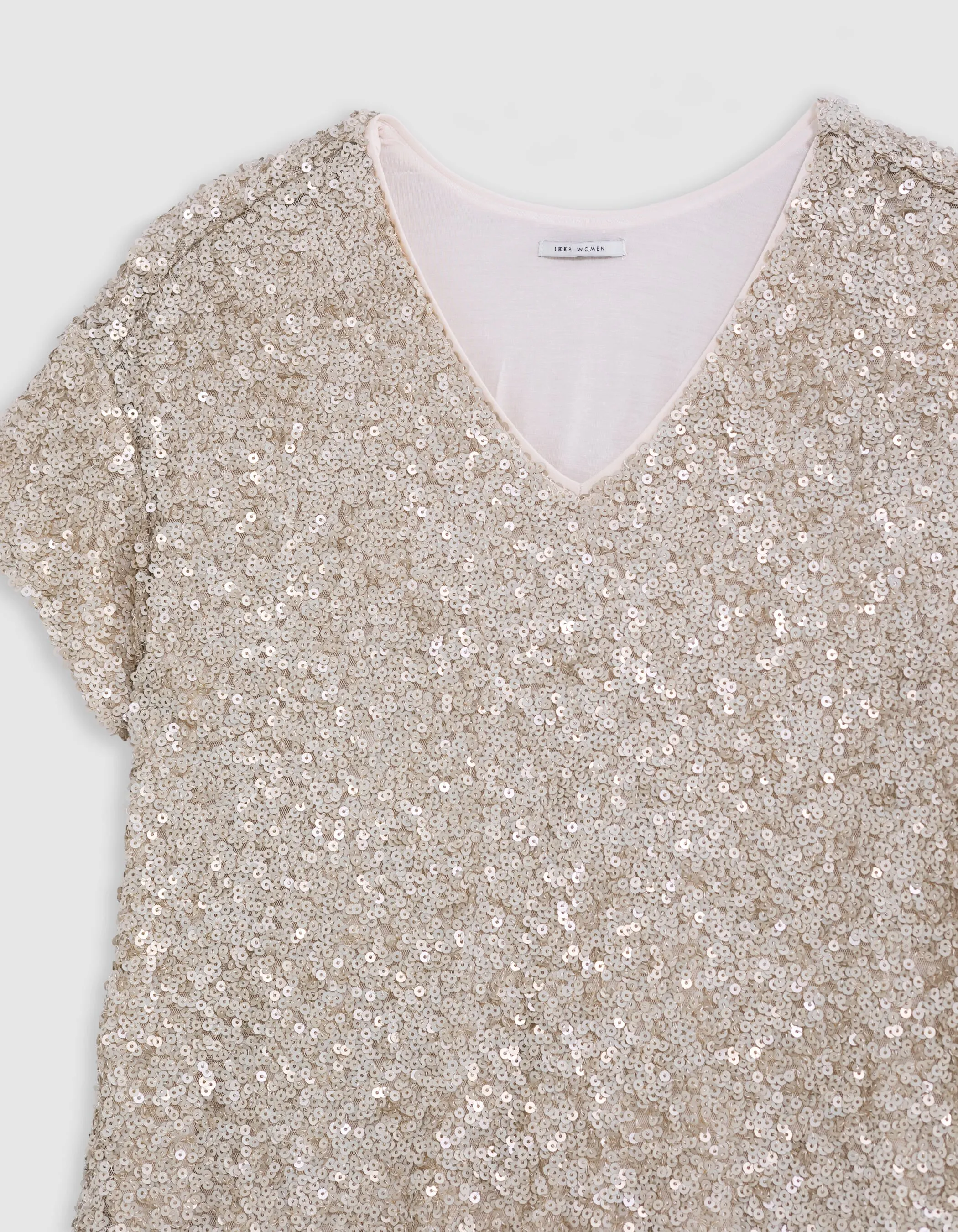 Robe champagne brodée sequins Femme