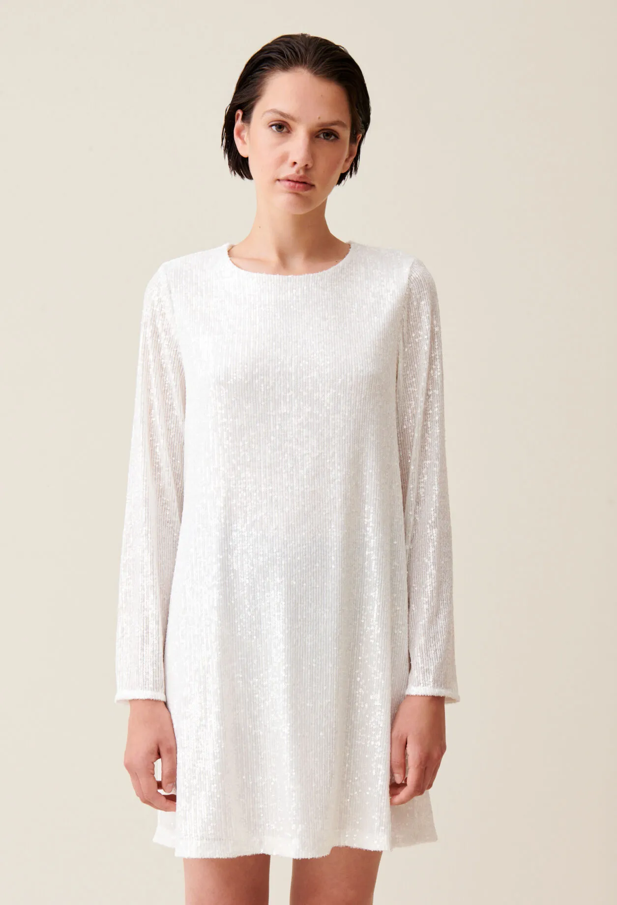 Robe courte Rififi sequins écrue | Claudie FR